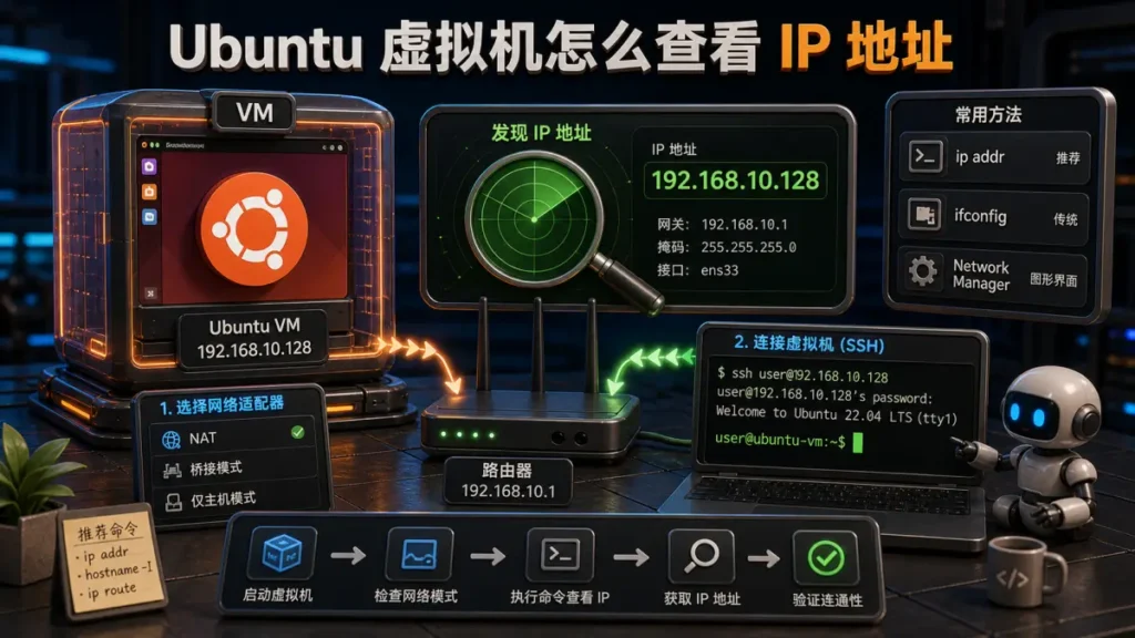 Ubuntu 虚拟机怎么查看 IP 地址