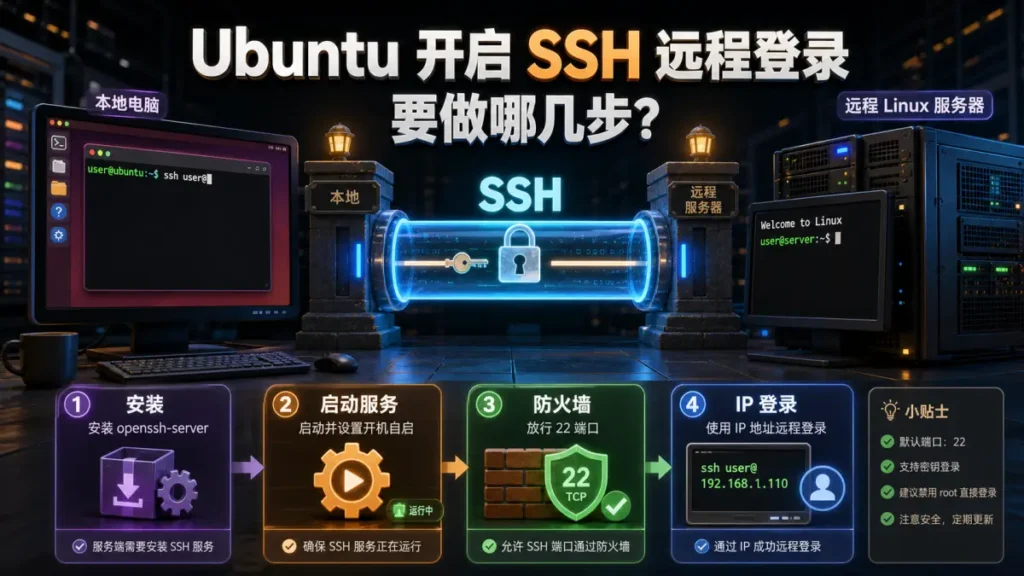 Ubuntu 开启 SSH 远程登录要做哪几步