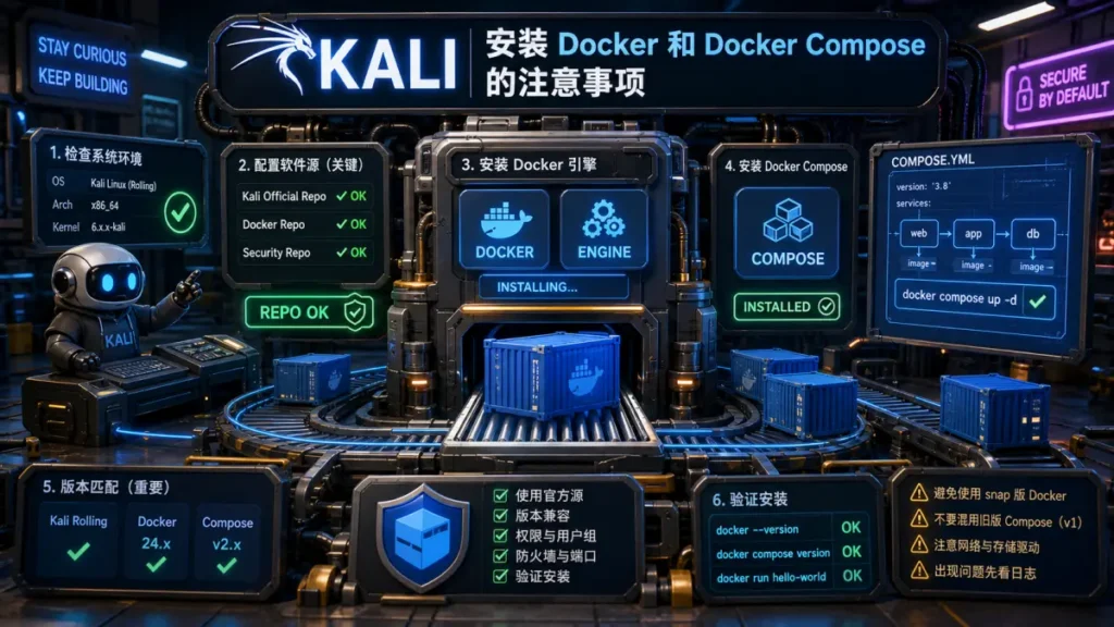 Kali 安装 Docker 和 Docker Compose 的注意事项
