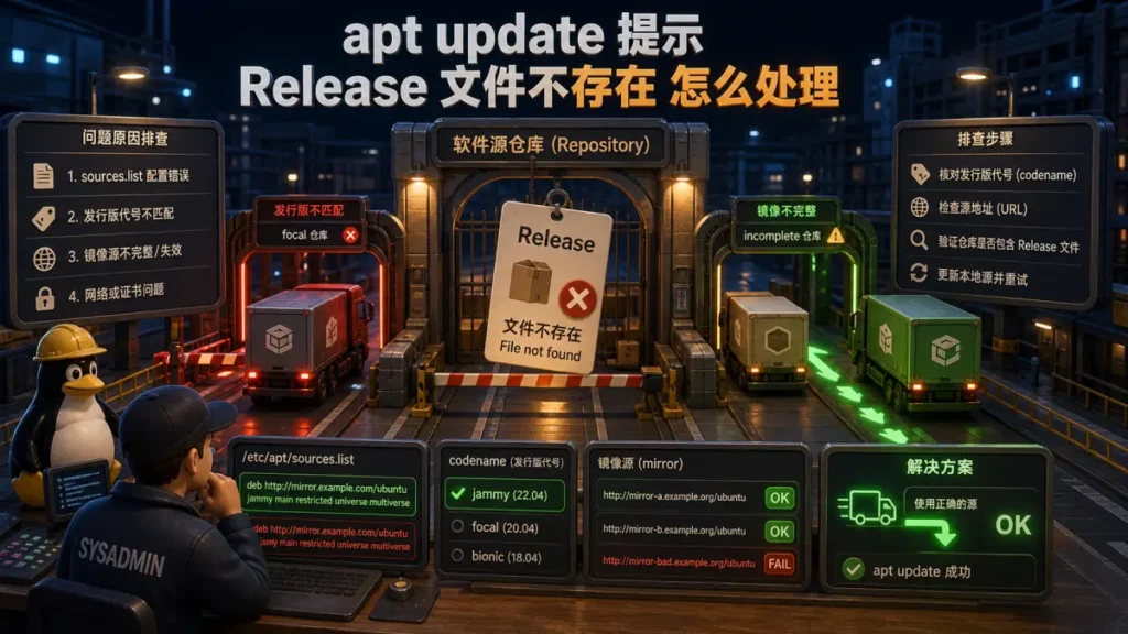 apt update 提示 Release 文件不存在怎么处理