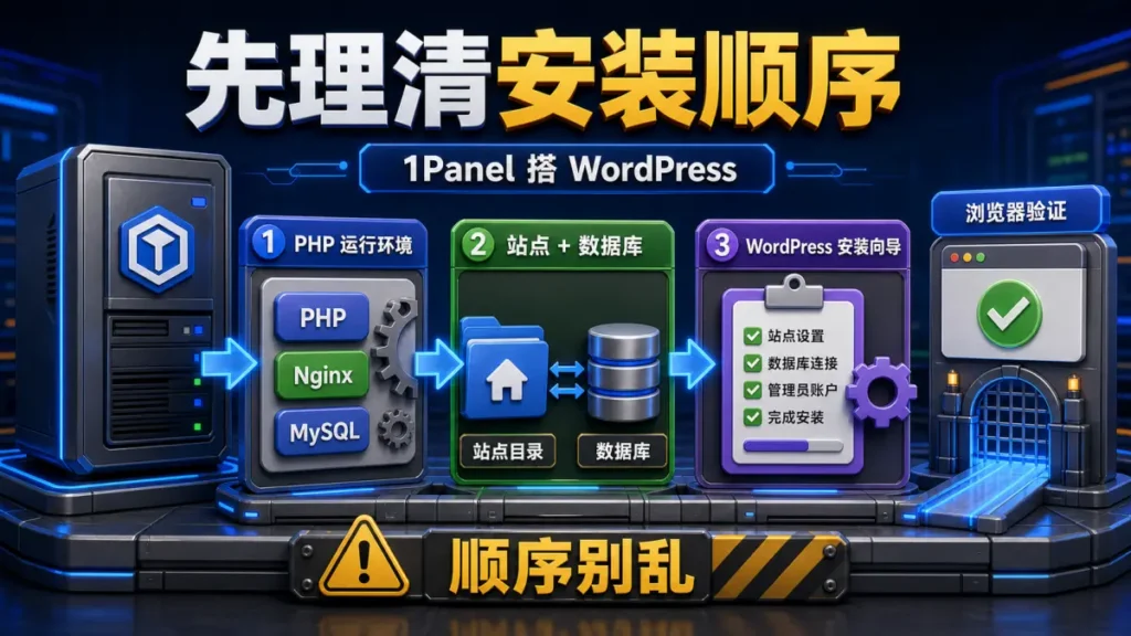 1Panel 搭 WordPress，先把运行环境和站点顺序理清