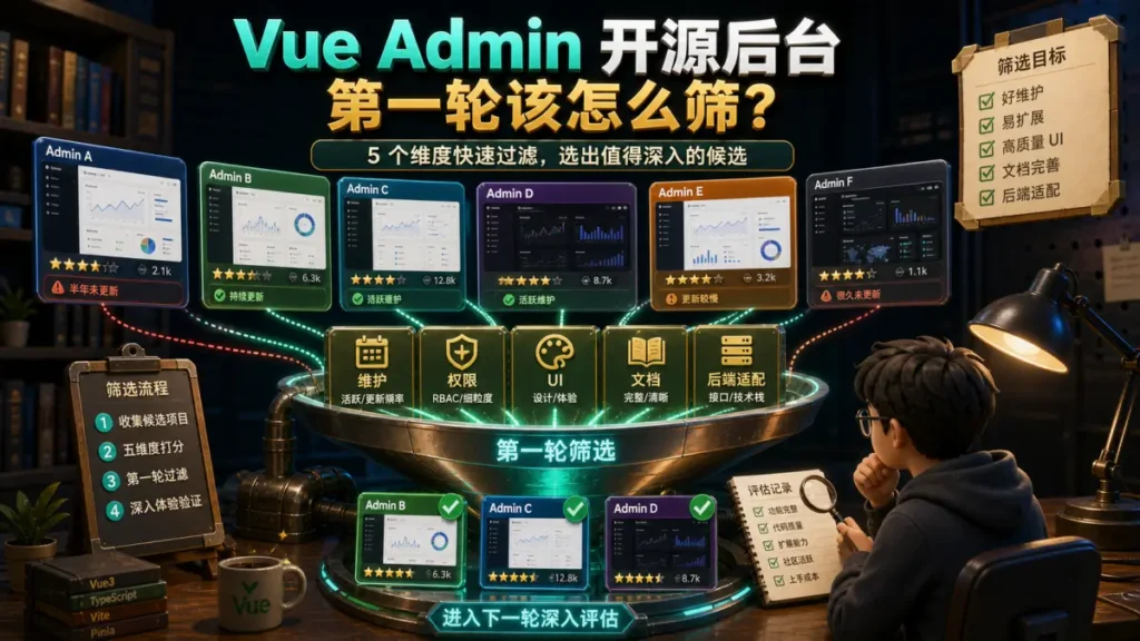 Vue Admin 开源后台，第一轮该怎么筛