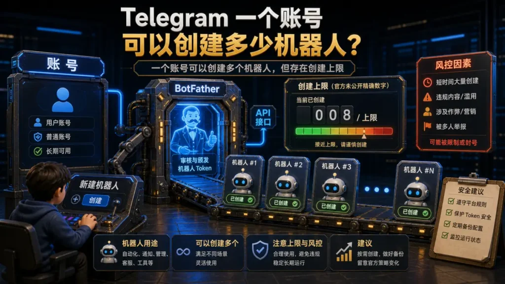 Telegram 一个账号可以创建多少机器人