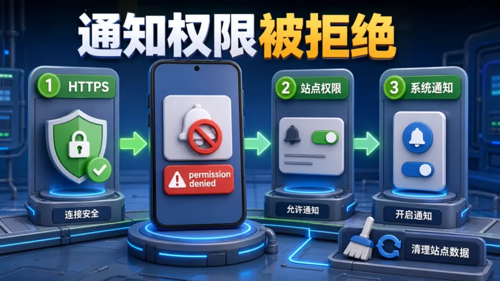 安卓 Chrome 提示 notification.permission denied，先查什么