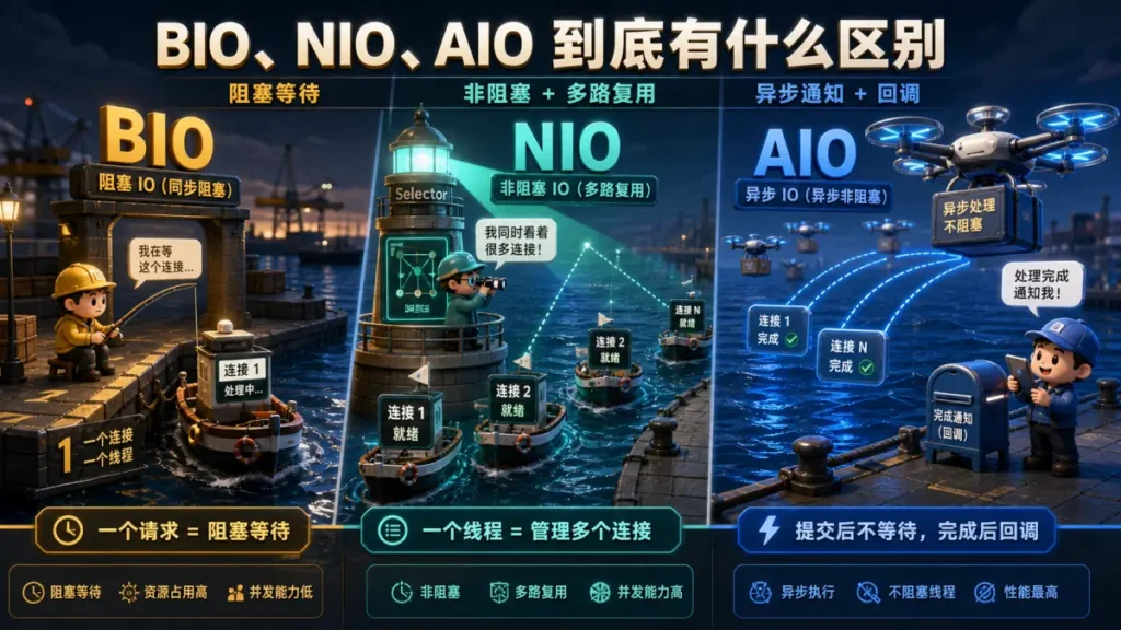 BIO、NIO、AIO 到底有什么区别