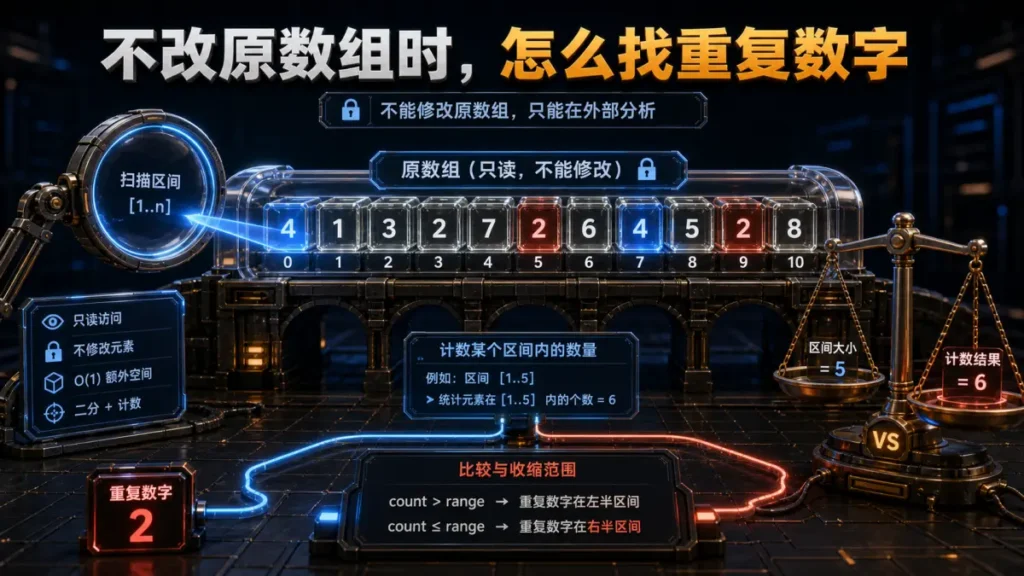 不改原数组时，怎么找重复数字