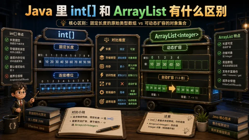 Java 里 int[] 和 ArrayList<Integer> 有什么区别