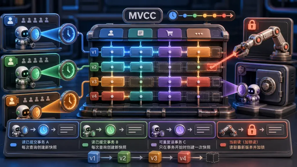 MySQL 读已提交里的快照读和 MVCC 是什么关系