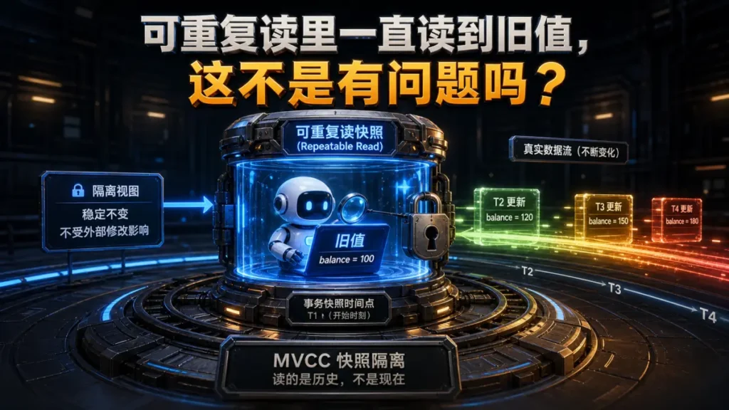 可重复读里一直读到旧值，这不是有问题吗