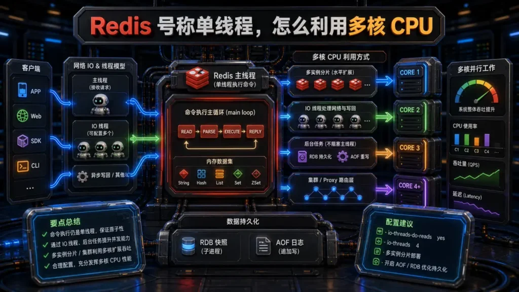 Redis 号称单线程，怎么利用多核 CPU