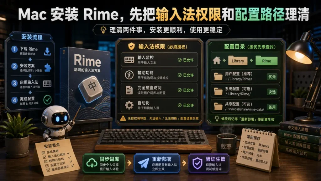 Mac 安装 Rime，先把输入法权限和配置路径理清