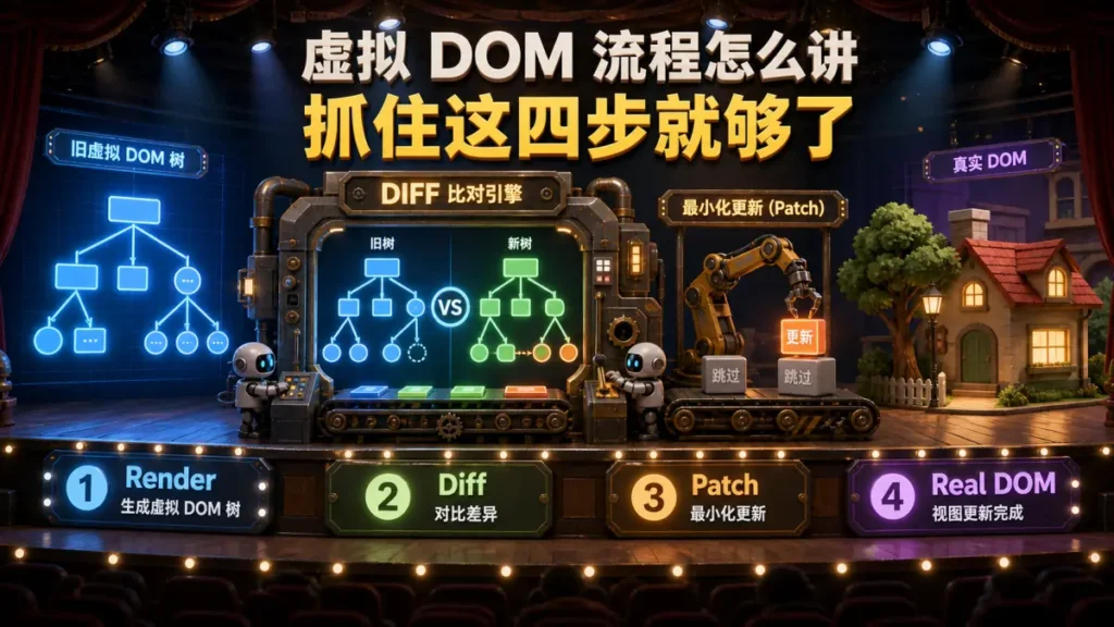 虚拟 DOM 流程怎么讲，抓住这四步就够了
