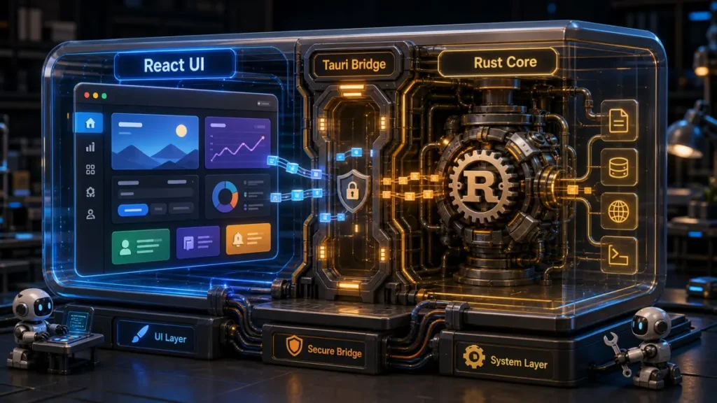 看到 Tauri + Rust + React 组合，先这样理解它的分工