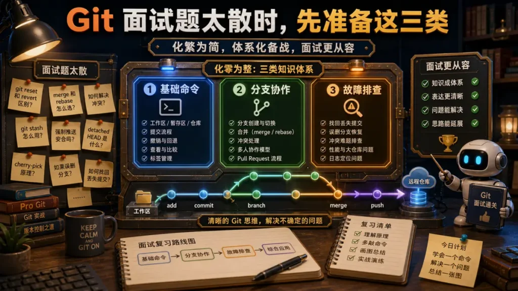 Git 面试题太散时，先准备这三类