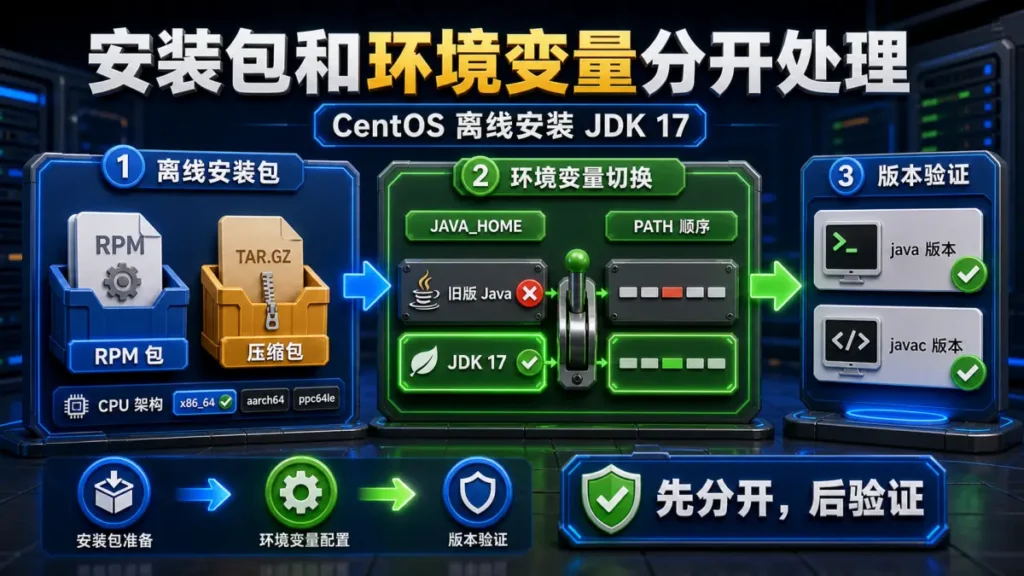 CentOS 离线安装 JDK 17，先把安装包和环境变量分开处理