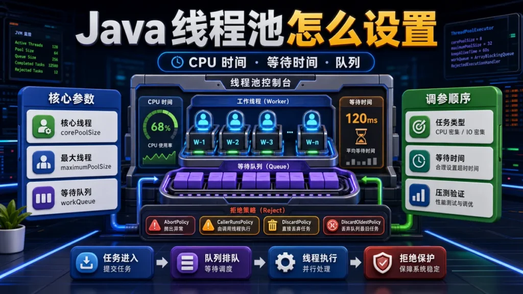 Java 线程池怎么设置，先分清 CPU 时间、等待时间和队列