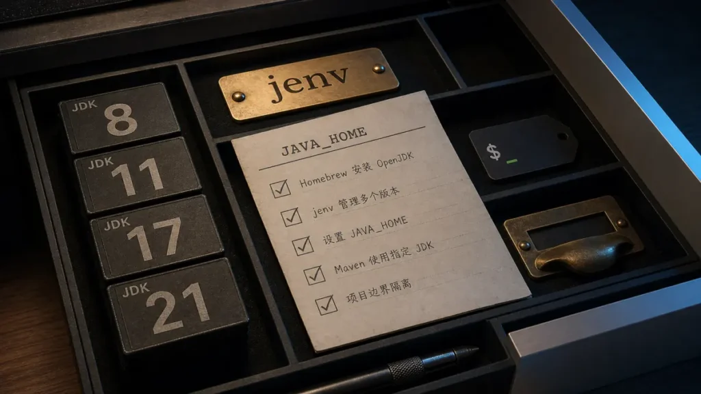 Mac 多 JDK 怎么管理：Homebrew、jenv、JAVA_HOME 和项目版本边界