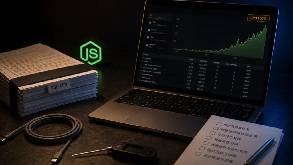 Mac 跑 Codex 跑到 100℃还有糊味：Node 140% 背后的原因和处理顺序