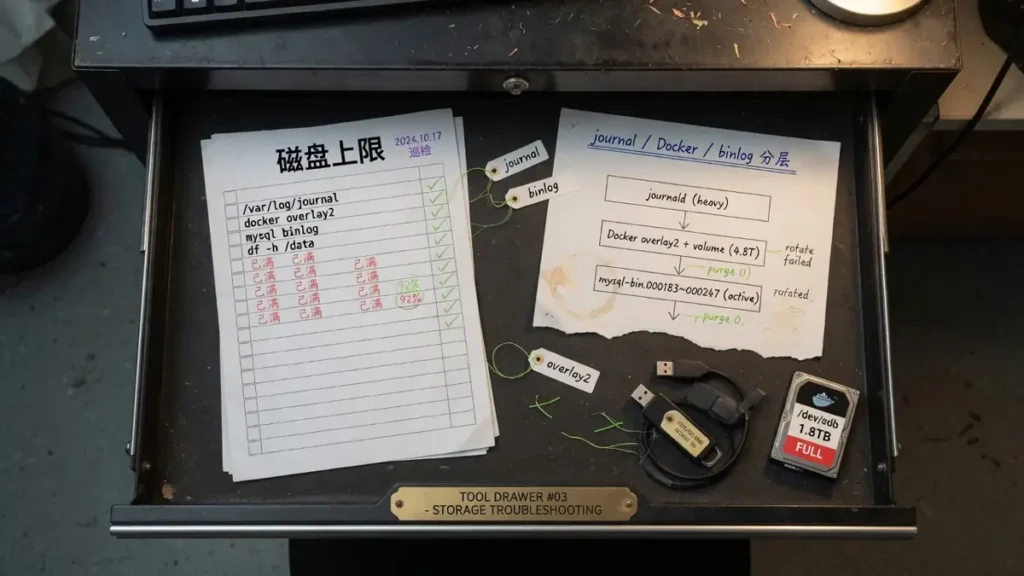 Linux 系统盘快满时，先查 journal、Docker 日志和 MySQL binlog